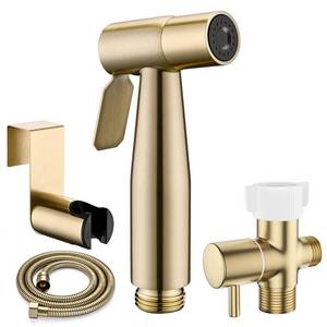 lot 16921 image: Gold Handheld Bidet Sprayer for Toilet, BRITULIF Jet Sprayer for Toilet Muslim Shower, Adjustable Bidets Attachment forToilet Feminine Wash - Retail $35
