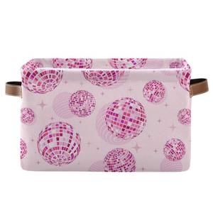 lot 16927 image: BOENLE Disco Balls Pink Large Storage Basket Cube Storage Bin Canvas Fabric Organizer Handles Collapsible Decorative for Clothes Toys Bedroom - Retail $21