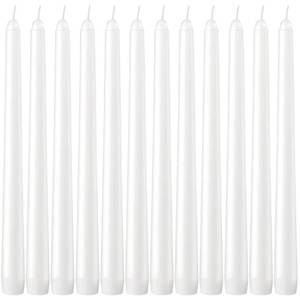 lot 16943 image: Dripless Taper Candles - Unscented White Candles Bulk - Candle Sticks Long Burning 7.5-8 Hours - for Candlesticks, Dinner Table, Vigil, Advent, Christmas, Thanksgiving, Kwanzaa - 12 Pack,10 Inch Tall - Retail $10