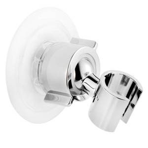 lot 16946 image: Handheld Shower Head Holder - 360 Swivel Adjustable - Adhesive Wall Mount Shower Wand Holder - Fits Smooth & Non Smooth Surface (Chrome) - Retail $13