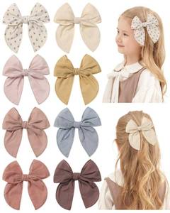 lot 16951 image: Doboi 8PCS Baby Girls Hair Clips Fable Hair Bows Cotton Linen Bows for Girls Hair Accessories for Baby Toddlers Kids ��Includes Stamp Duty Hair Clip�� - Retail $8