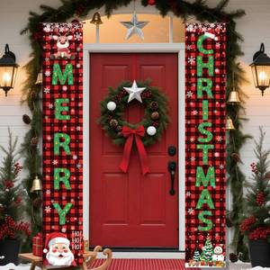 lot 16957 image: OHOME Christmas Decorations Outdoor - Merry Christmas Porch Banner  Xmas Party Decorations for Indoor Outside - Navidad Hanging Backdrop Garland Party Favors Supplies for Home Yard Wall - Retail $10