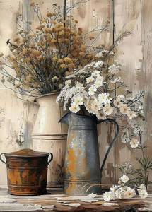 lot 16968 image: Dlylust Rustic Flower Diamond Art Painting Kits for Adults - Full Drill Diamond Dots Paintings for Beginners, Round 5D Paint with Diamonds Pictures Gem Art Painting Kits DIY Crafts Kits 12x16inch - Retail $7