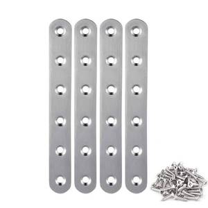 lot 16973 image: 4 Pieces Stainless Steel Straight Brace (6.1 x 0.7 inch��156 x 18 mm) Flat Straight Braces, Straight Brackets, 24 Pieces Screws Included - Retail $9