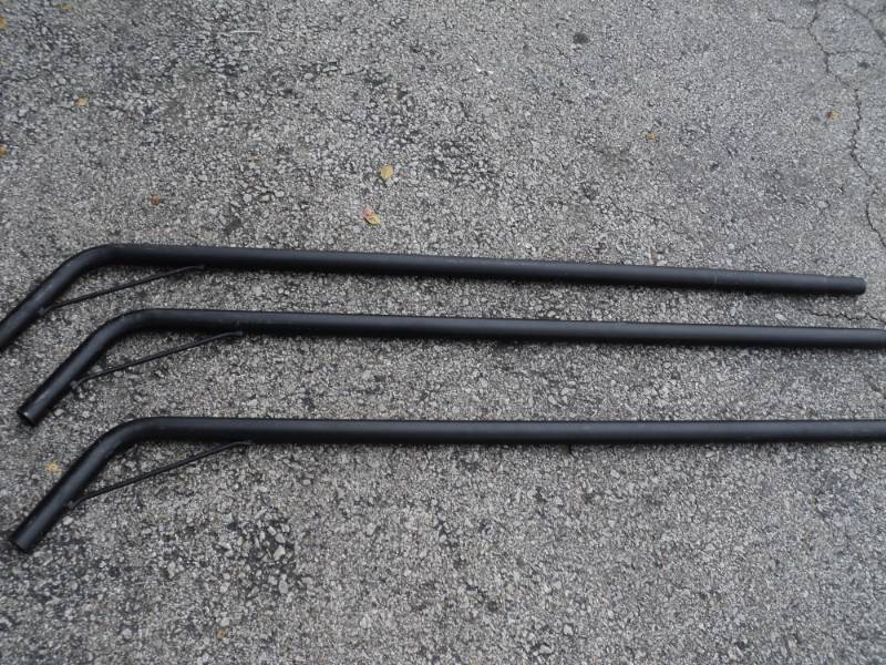 lot 3515 image: (3) CT lot black metal poles,  curved end,  56 W8 45 degree angle