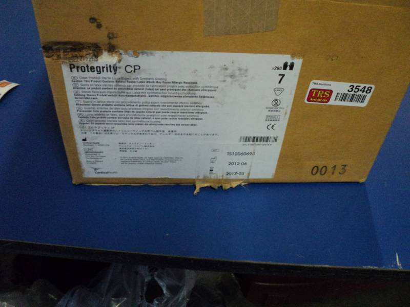 lot 3548 image: (1) case Protegrity CP Sterile latex gloves w synthetic coating, 200 pairs, size 7 CP100BT