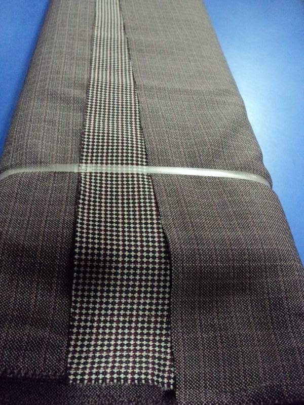 lot 3564 image: 4 yards x 64 Rainwood Quality Fabrics 100% Polyester, red, blue, tan, check blend