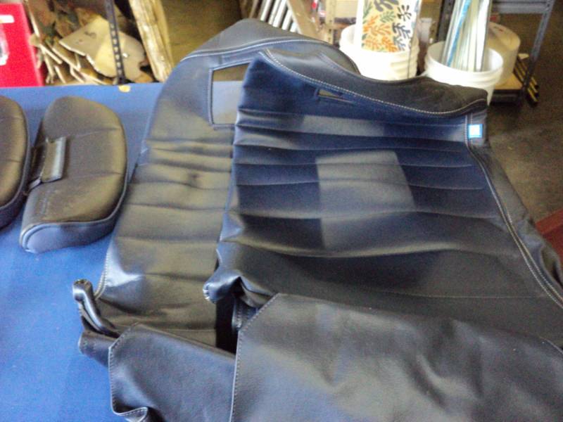 lot 3631 image: (2) ct. lot United Airlines Economy Plus Seat covers with head rest cover, blue midnight blue