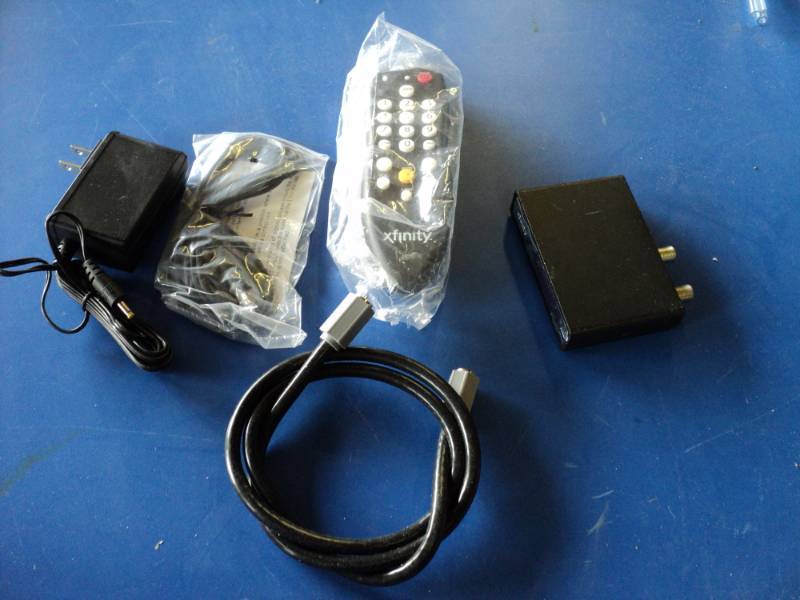 lot 3667 image: Replacement Digital Transport Adapter for Comcast Xfinity includesDigital Transport adapter, 3 coax cable, remote, remote control sensor receiver, power cord