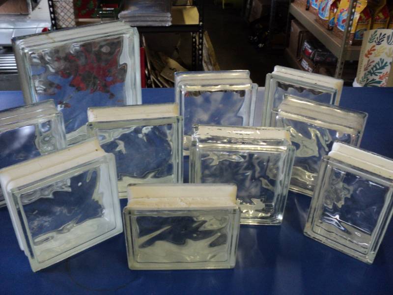 lot 3701 image: (10) ct. lot glass blocks, assorted sizes, used, great for crafts