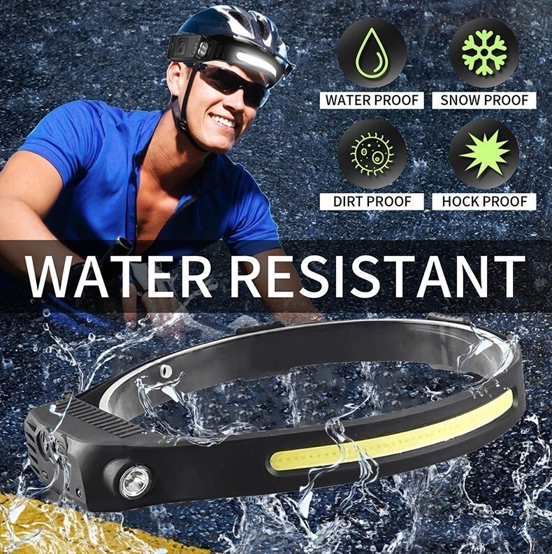 lot 56979 image: NEW Rechargeable Head lamp light with COB Waterproof Sensor LED Headlamp