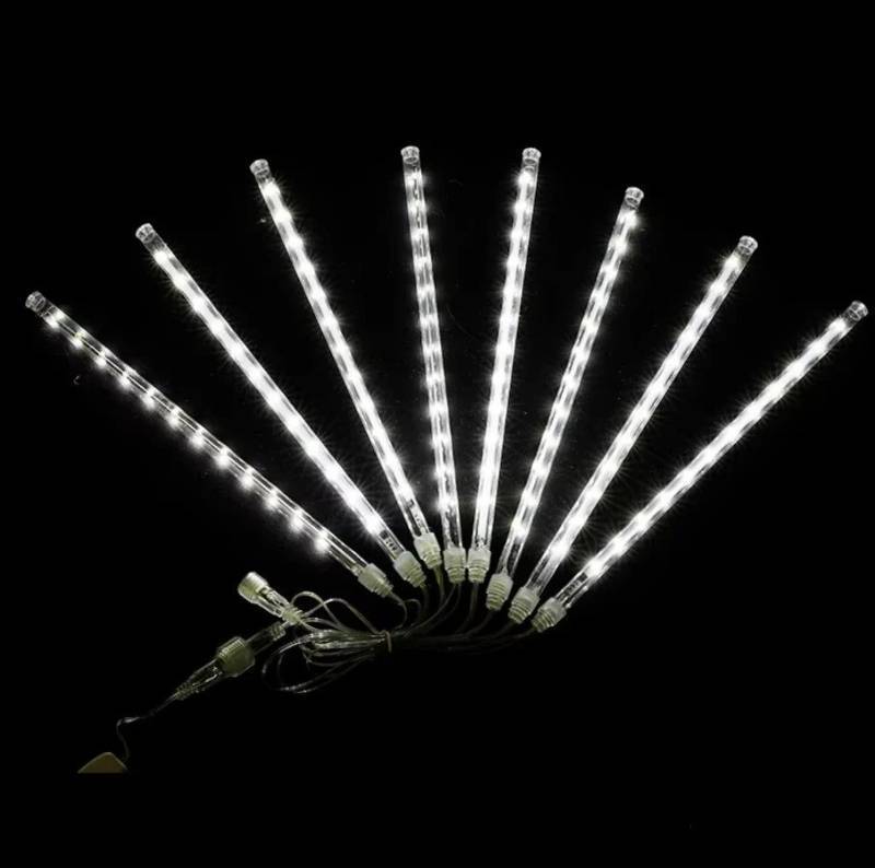 lot 775642 image: NEW Meteor Shower Led Lights 8 Tubes Waterproof. Total 10 ft BRIGHT WHITE