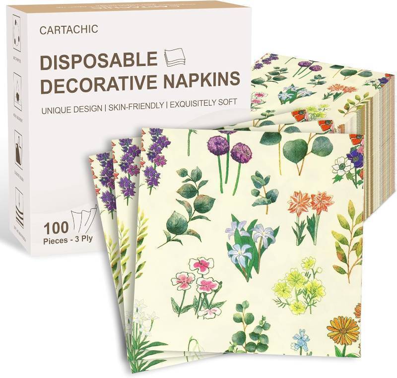 lot 55732 image: 100pcs Floral Napkins Vintage Towels