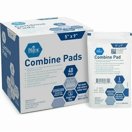 lot 56754 image: MED PRIDE Abd Pads 5x9 inch, 40 Count   Nonadherent Sterile Abdominal Combine Pads for Wound Dressing & Heavy Leakage