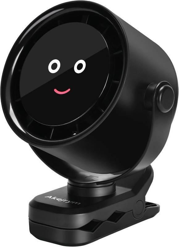 lot 56595 image: Clip on Fan for Bed, Portable Fan for Travel, 360  Rotate Battery Operated Personal Fan, Digital display, stroller fan with 5 Speeds, For Home Office Stroller Camping - Black