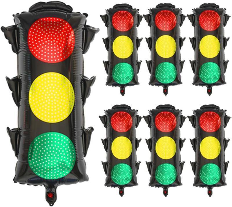 lot 56615 image: 6Pcs Traffic Light Balloons for Kids Birthday Party Decorations,Transportation Big Balloons for Race Car Birthday Party Supplies