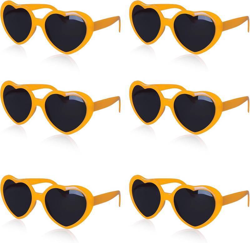 lot 56674 image: 6 Pack Valentines Heart Sunglasses Neon Colors Vintage Sunglasses for Women Girls Halloween Cosplay Party Favor