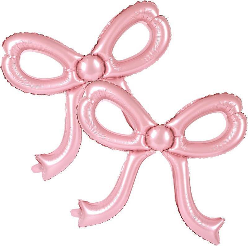 lot 56684 image: 2 Pcs Pink Bow Balloons Coquette Birthday Bachelorette Party Decorations Giant Bows Themed Foil Balloon for Women Girls Baby Shower Bridal Shower Engagement Wedding Decor Supplies Favors