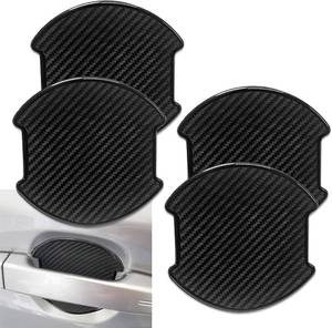 lot 56842 image: 4PCS Car Door Handle Cup Scratch Protectors, Carbon Fiber Car Door Handle Bowl Sticker, Universal Auto Doors Handles Cup Paint Guard Cover Protective Film for Most Vehicles (3.89 3.93)