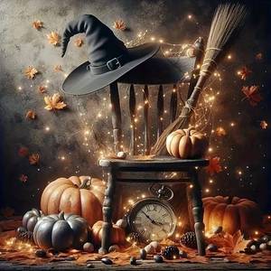 lot 56860 image: Halloween Pumpkin Hat Diamond Art Painting Kits for Adults, Diamond Painting Kits for Adults Beginners, 5D DIY Full Drill Diamond Dot Gem Art Kits for Adult, Home Wall Decor 13.8x13.8 Inch