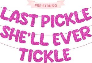 lot 56861 image: Funny Bachelorette Party Decorations - Pre-Strung, Glitter - Hot Pink Bachelorette Banner for Bridal Shower Decorations