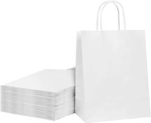 lot 64525 image: Bekoetoz 40 PCS White Kraft Paper Bags With Handles 10.6x8.3x4.3 Inch Bulk Gift Bags For Birthdays,Weddings,Baby Showers,Party Favor,Goodie Bags,Retail bag(Medium,White)