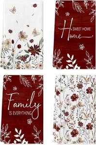 lot 64533 image: Artoid Mode Brown Flowers Wildflower Fall Kitchen Towels Dish Towels, 18x26 Inch Farmhouse Home Sweet Home Autumn Decoration Hand Towels Set of 4
