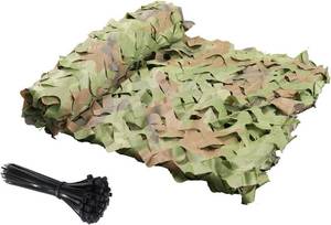 lot 64539 image: Camouflage Netting Camo Netting, Bulk Roll camo Fabric for Hunting Military Decorations Party Sunshade - Zip Ties Included
