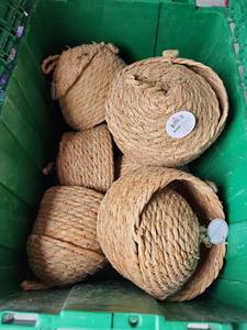 lot 129 image: Lot of 6 Woven Beehive Storage Container - Retail $5 Each