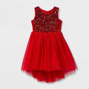 lot 134 image: LOT OF THREE - $90 RETAIL -Girls Sequin Tulle Sleeveless Dress - Cat & Jack Red XS