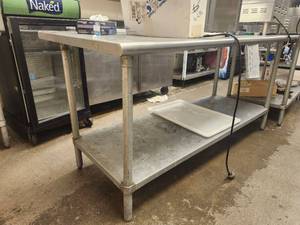 lot 15512 image: Commercial Stainless Steel Prep Table