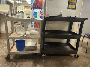 lot 15527 image: Industrial Rolling Utility Carts (Set of 2) - Contents Included