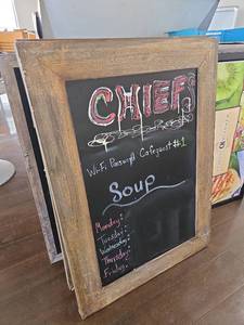 lot 15580 image: Restaurant Signage Including Mobile Whiteboard, Wood-Framed Chalkboards and More