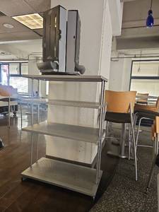 lot 15582 image: Dixie SmartStock Cutlery Dispenser W 4-Tier Metal Shelving Rack
