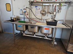 Advance Tabco Three-Compartment Commercial Sink System