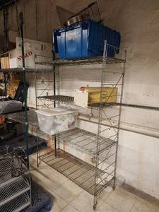 lot 15644 image: Commercial Chrome Wire Shelving Unit - CONTENTS INCLUDED