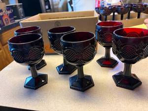 lot 1038 image: Avon Ruby Red Goblets-- K