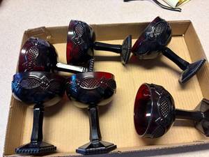 lot 1039 image: Avon Ruby Red Goblets-- K