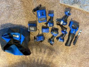 lot 1101 image: 11pcs. Kobalt Cordless Tool Set Includes Sawzall, Drill, Impact & Flashlight-- FR