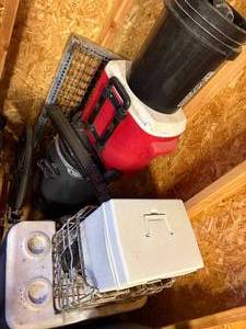 lot 1210 image: Coolers, Bucket, Crate (Entire Corner)-- Shop Back Corner