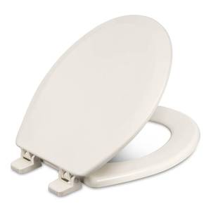 lot 12020 image: Centoco Heavy-Duty Round Toilet Seat, Wood Core with Scratch-Resistant Plastic Finish, Wont Crack or Fade, Residential, Made in the USA, 700-416, Biscuit