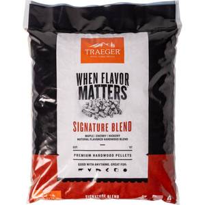 lot 12024 image: Traeger Grills Signature Blend 100% All-Natural Wood Pellets for Smokers and Pellet Grills, BBQ, Bake, Roast, 18 lb. Bag