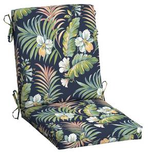 lot 30011 image: Arden Outdoor Patio Dining Chair Cushion, 20x44, Rain-Proof Seat Pad, Fade-Resistant Outdoor Cushion Simone Blue Tropical