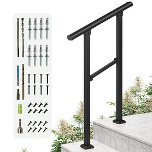 lot 30014 image: LOVMOR 2 Step Hand Rails for Outdoor Steps, Wrought Iron Railing, Exterior Hand Railing for Steps, Porch Railing Kit (1-2 Steps Handrail)