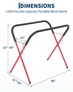 lot 30045 image: Portable Workbench,Folding Automotive Fender Bumper Stand,500 LBS Capacity,Heavy-Duty Work Stand Work Table for Garage,Shop,Automotive Repair,Adjustable,Padded,Powder-Coated, Rubber Feet