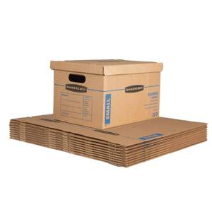 lot 61980 image: Bankers Box Small Classic Moving Box 10 Pack, Reinforced Handles, Tape-Free Assembly, Box with Lid, 15-in x 12-in x 10-in (7714901)