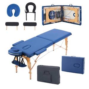 lot 71153 image: X-Pross Massage Table Portable, Foldable Bed Adjustable Height wCarry Bag, Spa Lash Tattoo, 73x24x34 inch, Blue