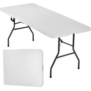 lot 72291 image: FDW Folding Half Portable Foldable Table for Parties Backyard Events (White, 6 FT 70  29) (White, 6 FT)