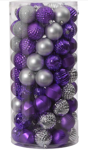 lot 72301 image: Nearly Natural Holiday Shatterproof, 101 Count Christmas Tree Ornament Set, 60mm with Re-Useable Tube