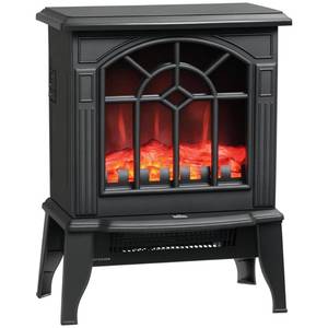 lot 72302 image: HOMCOM Electric Fireplace Stove, 18 Freestanding Fireplace Heater with Realistic Flame, Overheating Protection, Portable, 750W1500W, Black